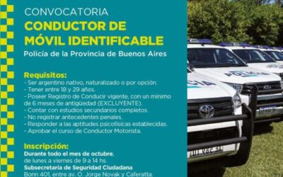 Continúa la convocatoria para chóferes de móviles policiales