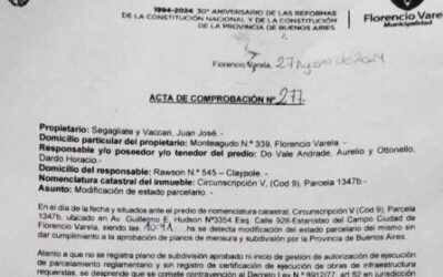 Intima el Municipio varelense en loteo  de Avenida Hudson con un acta irregular