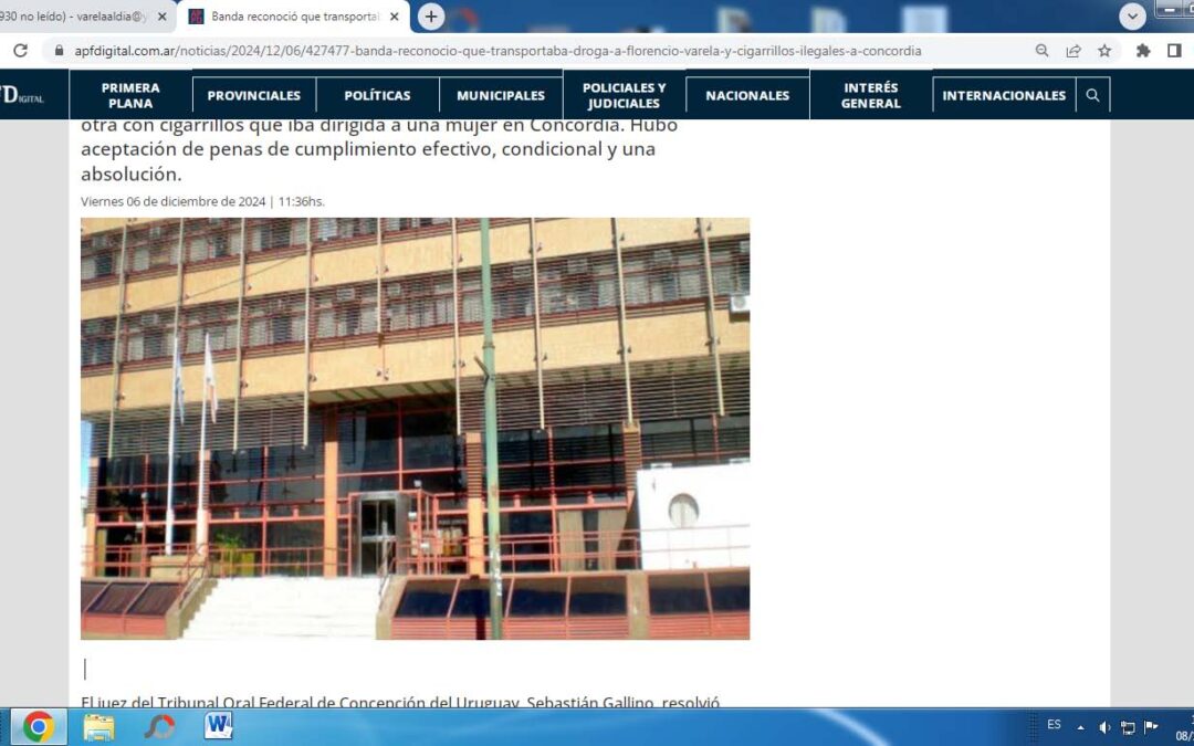 Entre Ríos: Banda reconoció que transportaba droga  a Florencio Varela y cigarrillos ilegales a Concordia