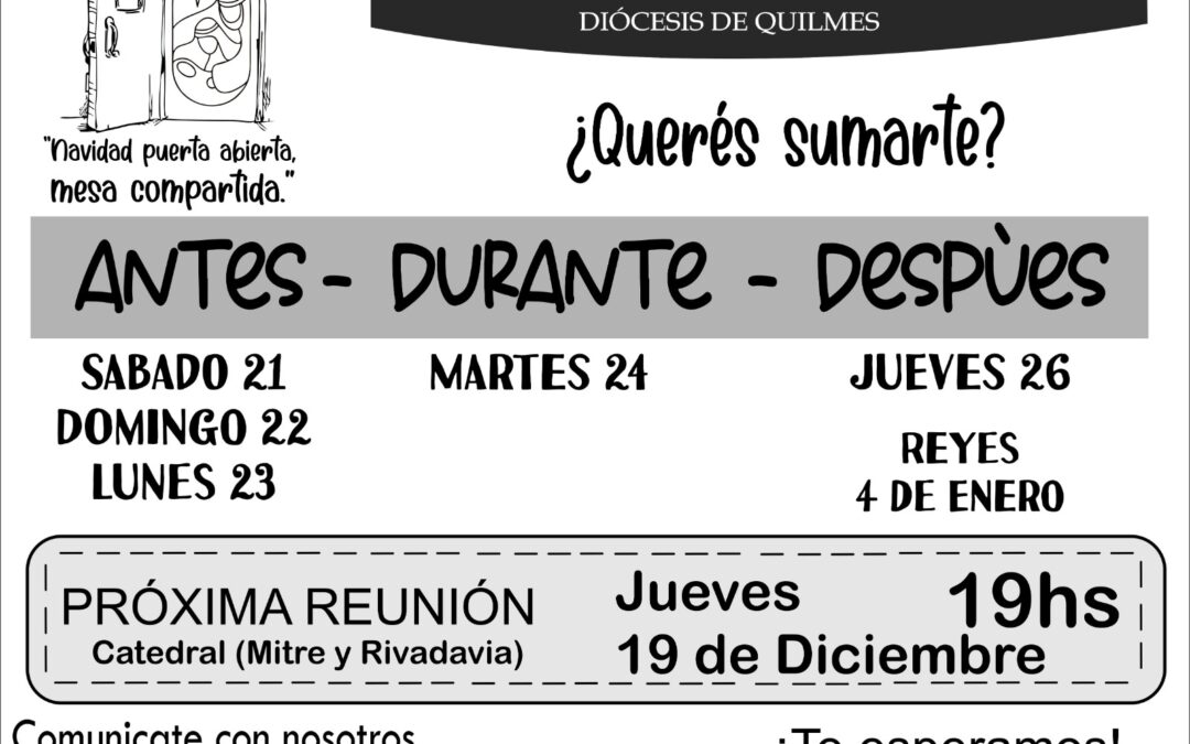 La Diócesis de Quilmes continúa con los  preparativos para la Cena de Nochebuena