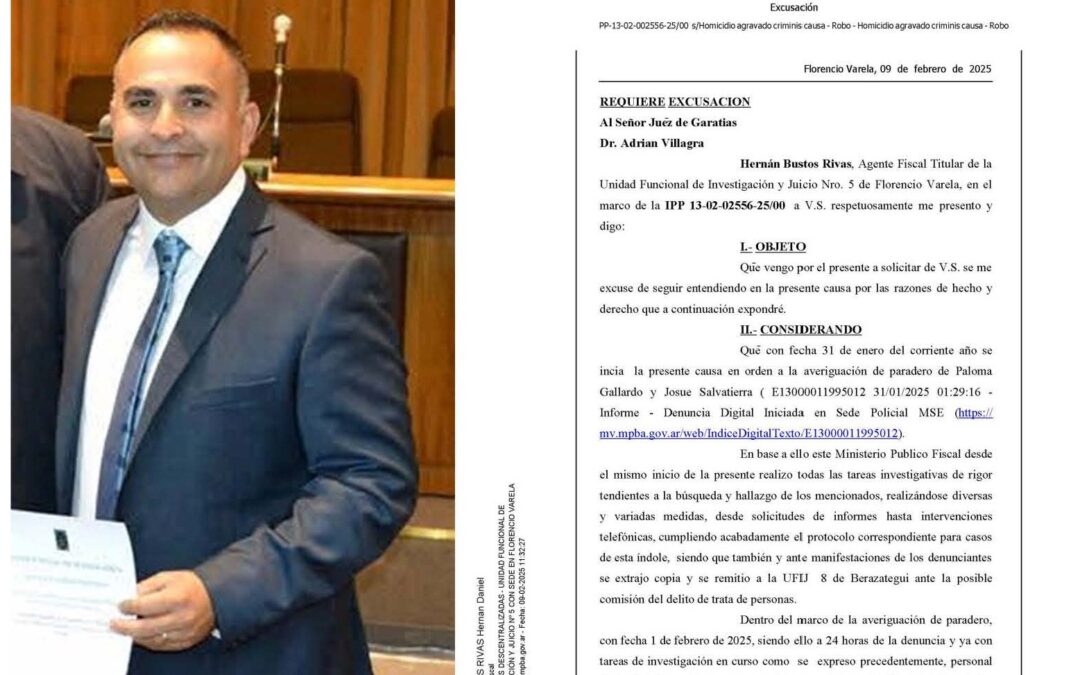 El Juez de Garantías Adrián Villagra aceptó los argumentos  del fiscal Hernán Bustos Rivas y lo apartó la causa judicial