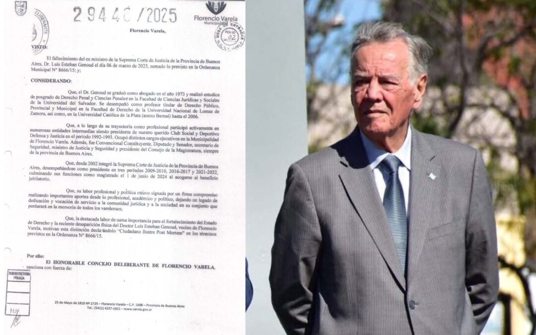 El Concejo Deliberante sancionó la declaración de  «Ciudadano Ilustre Post Mortem» al Dr. Luis Genoud