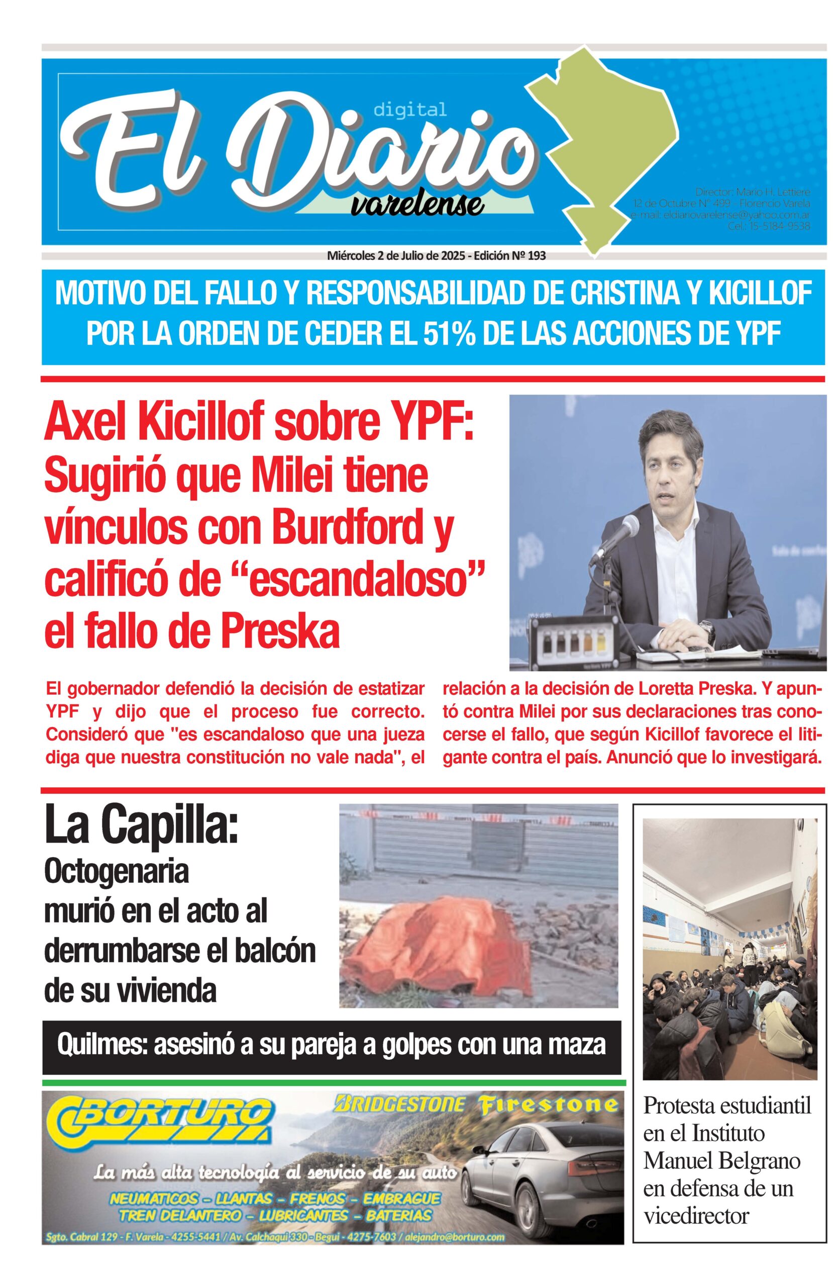 TAPA DEL DIARIO 18/6/2025