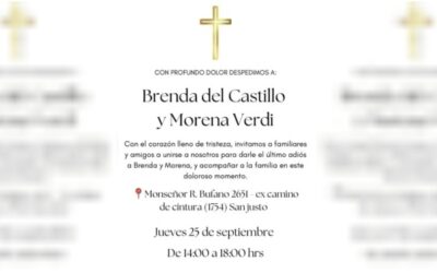 Realizan hoy el velatorio de Brenda Del Castillo y Morena Verdi