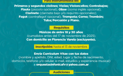 Audiciones abiertas para la  Orquesta Sinfónica Municipal