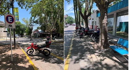 Es insólito: Habilitaron un nuevo estacionamiento de motos en la Plaza central y siguen subiendo a la vereda