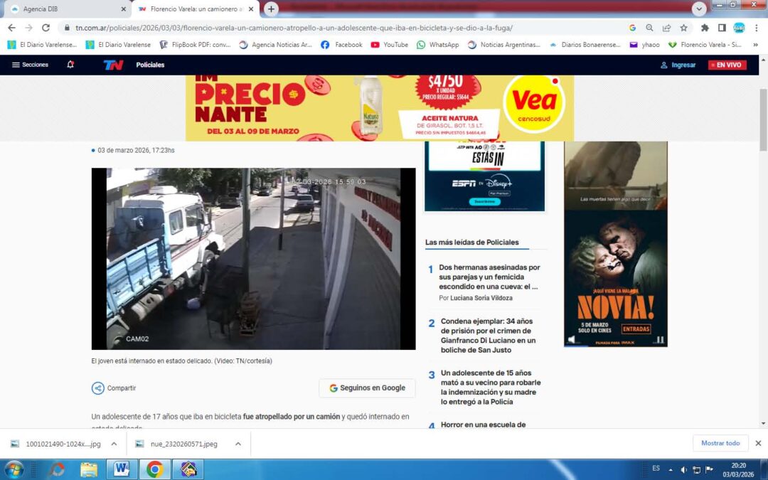 Pista de Trote: Un camionero  atropelló a un adolescente que  iba en bicicleta y se entregó