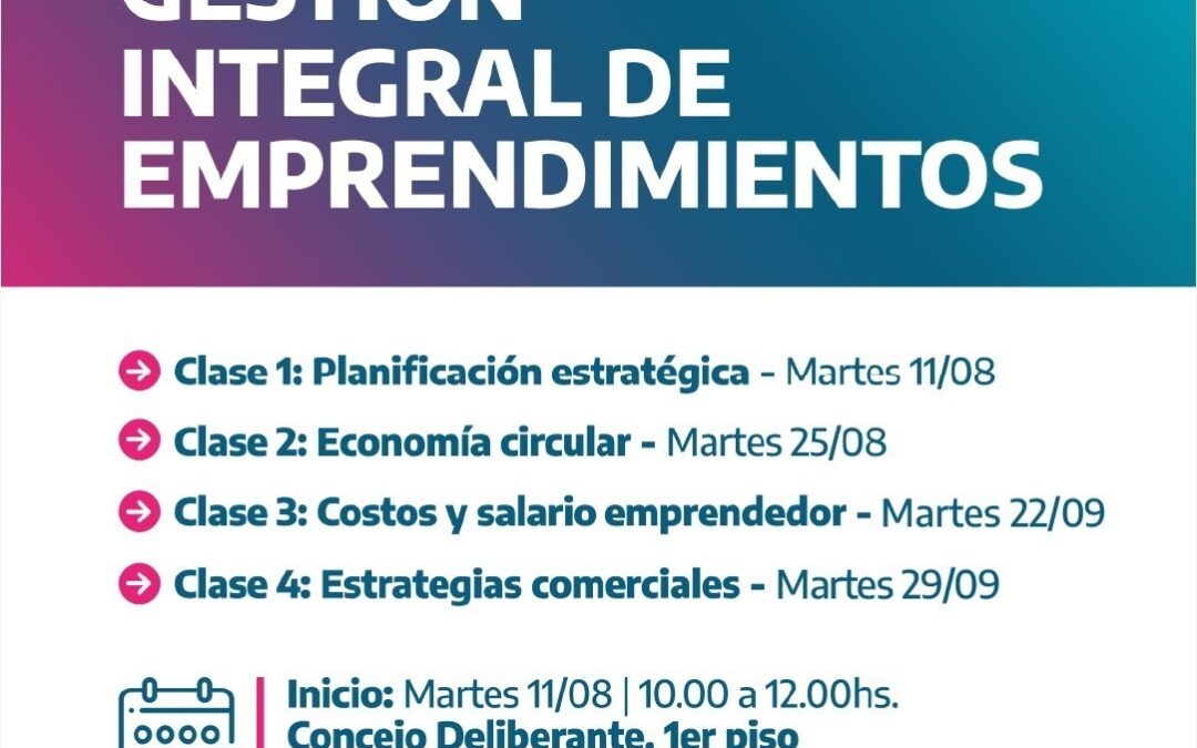 Capacitación de cuatro encuentros  para potenciar emprendimientos